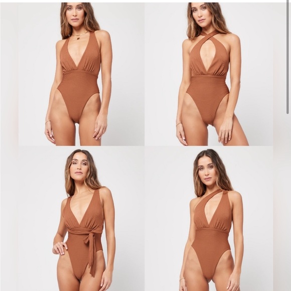 NWT L*SPACE Allegra One Piece in Coffee Brown XS